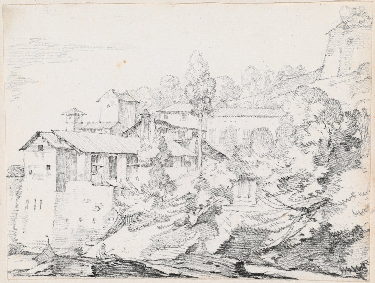 Bâtiments italiens sur une colline - Joseph Marie Vien