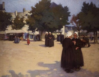 La place du village, Bretagne - Joseph Milner Kite