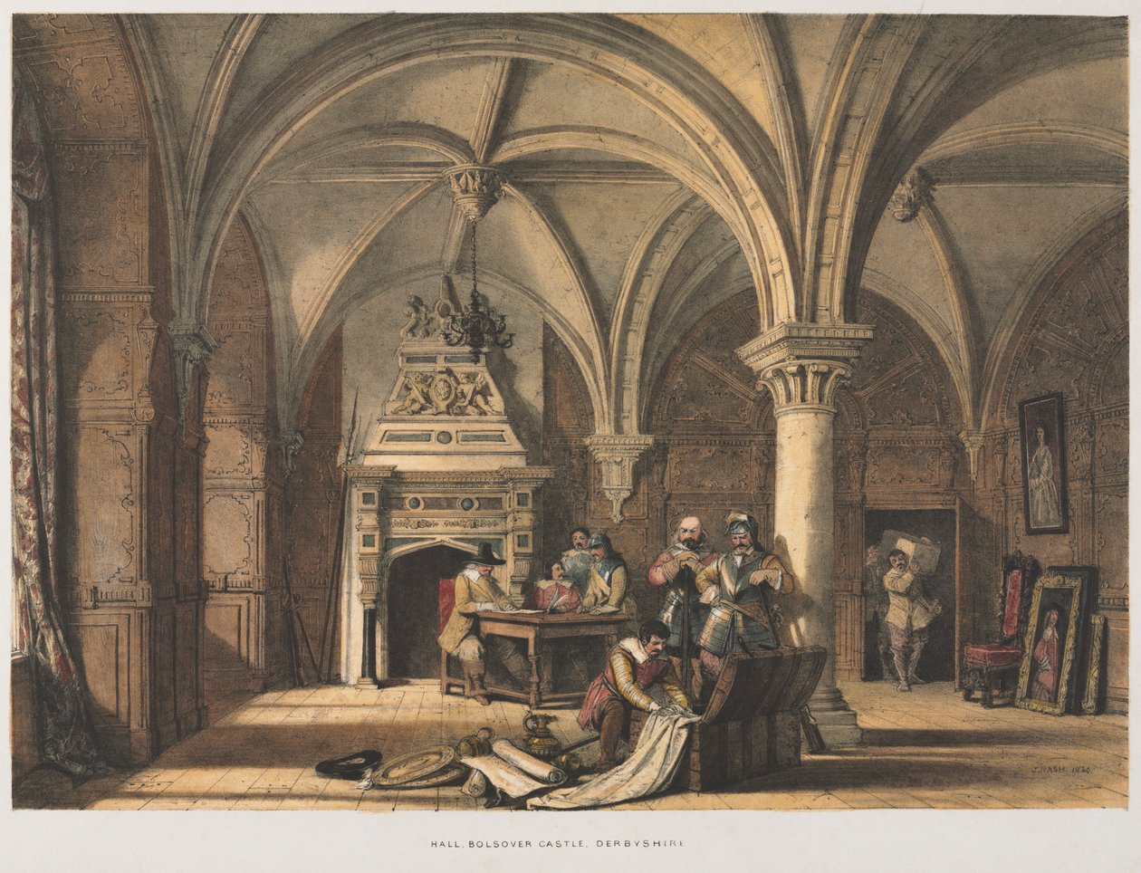Hall, Château de Bolsover, Derbyshire - Joseph Nash