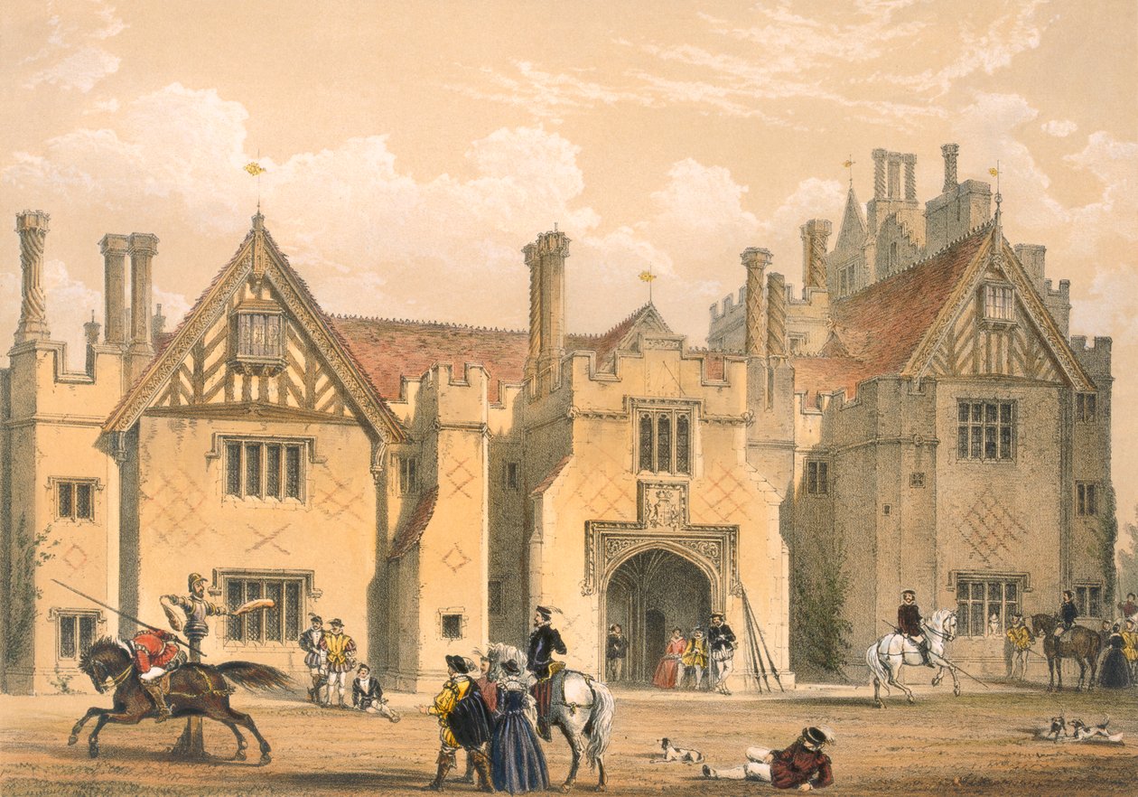 Entraînement à la joute, Compton Wynyates, Warwick, milieu des années 1600 - Joseph Nash