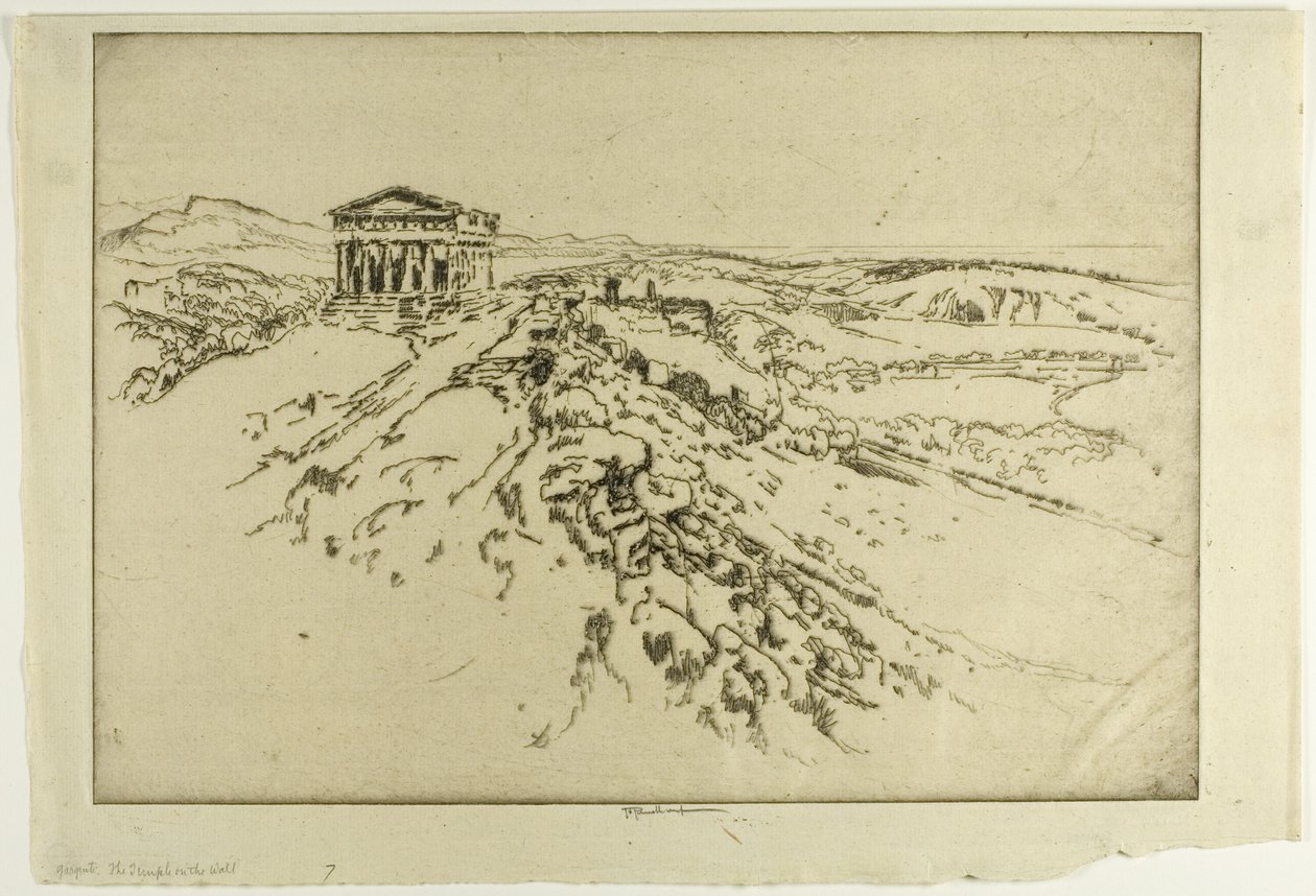 Girgenti, le temple sur le mur - Joseph Pennell