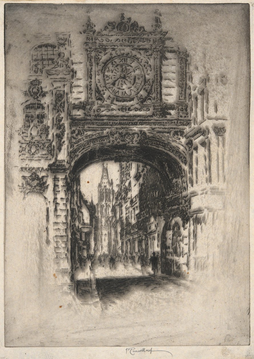 Grosse Horloge; Rouen - Joseph Pennell