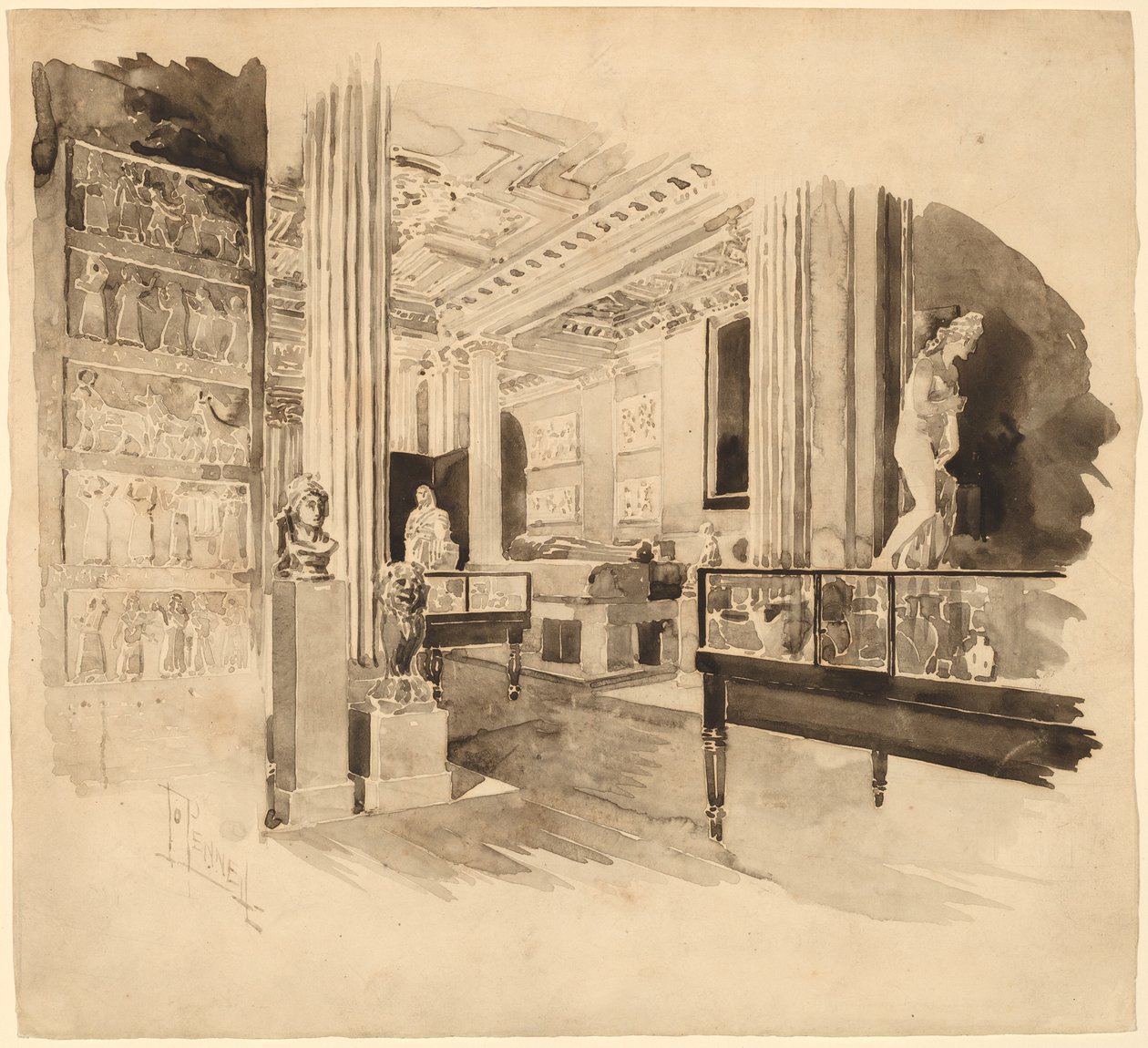 Intérieur, Fitzwilliam Museum - Joseph Pennell