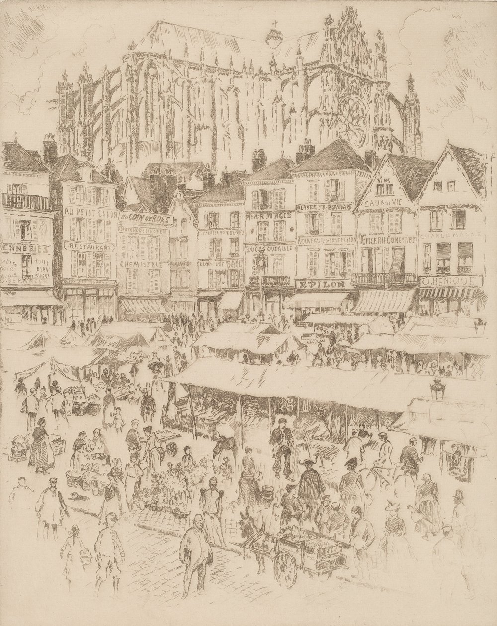 La Place, Beauvais, 1907 - Joseph Pennell