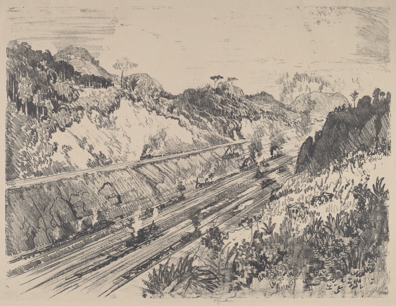 Vue de la coupe depuis Bas Obispo - Joseph Pennell
