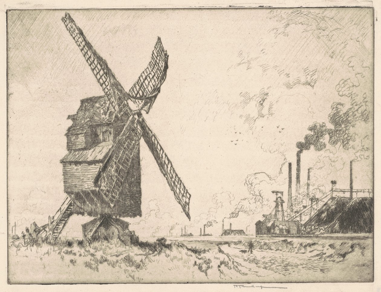 Vieux et nouveaux moulins, Valenciennes - Joseph Pennell