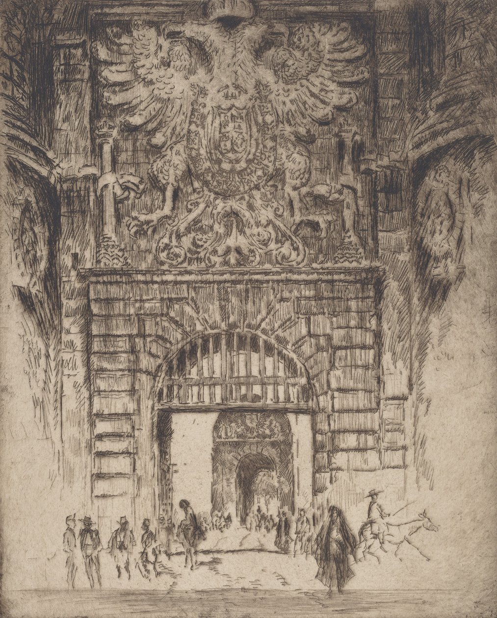 Puerta Visagara, Porte de Madrid, Tolède, 1904 - Joseph Pennell