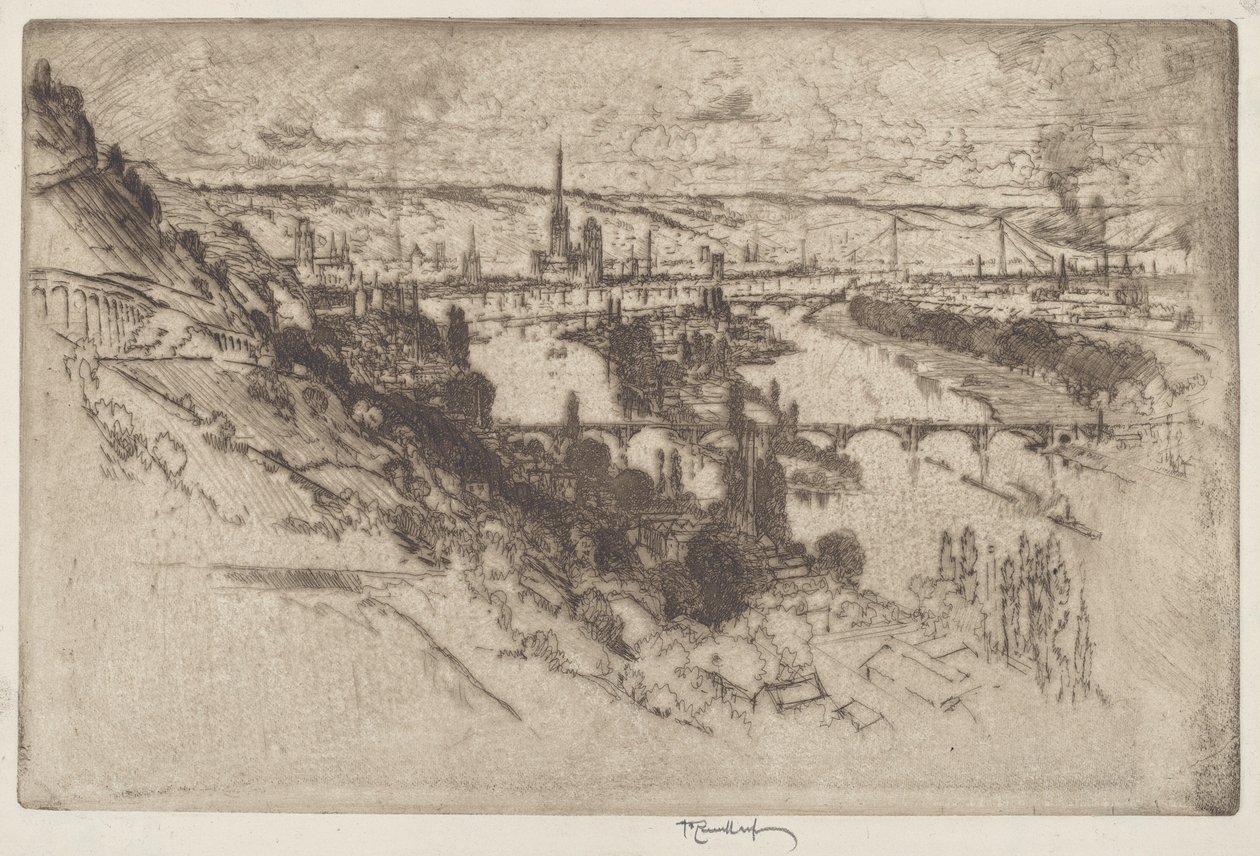 Rouen, depuis Bon Secours - Joseph Pennell