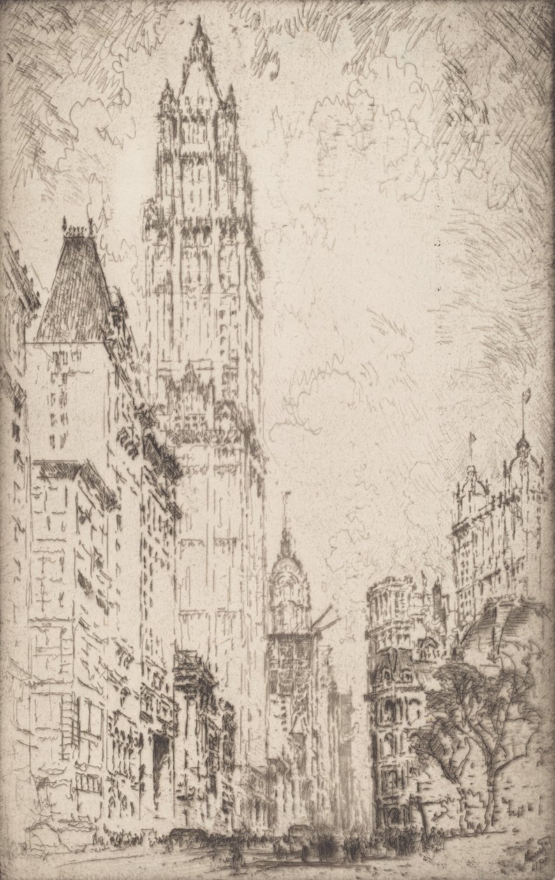 Le bâtiment Woolworth, 1915 - Joseph Pennell