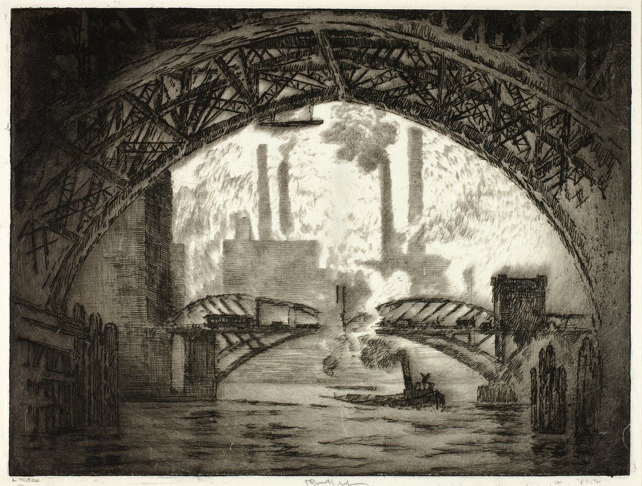 Sous les ponts, Chicago - Joseph Pennell