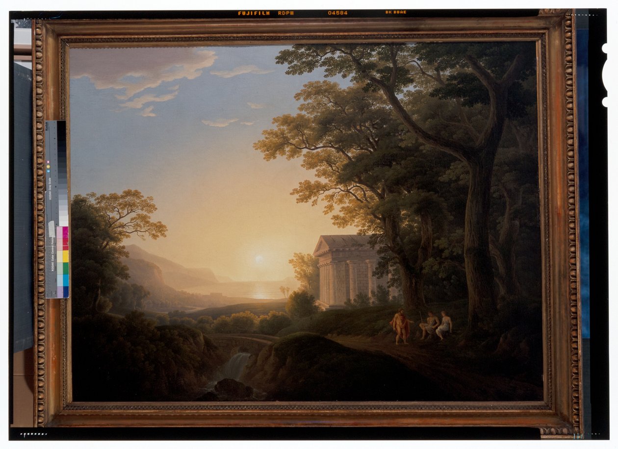 Paysage idéal avec temple - Joseph Rebell