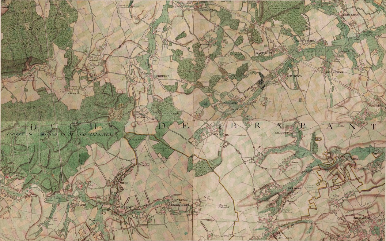 Carte de Hougaerde - Hoegaarden - Joseph de Ferraris