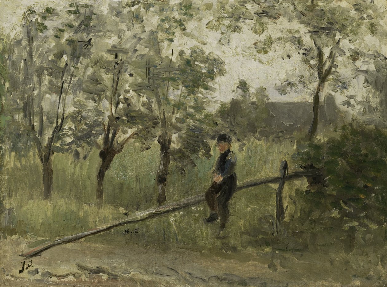 Garçon de campagne sur une barrière - Jozef Israëls