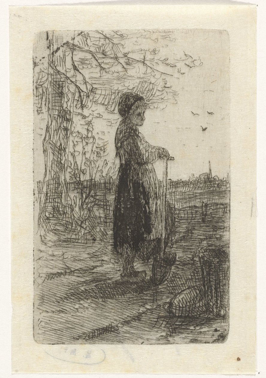 Fille appuyée sur une pelle - Jozef Israëls