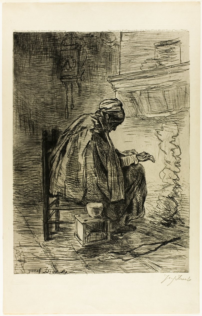 Vieille femme se réchauffant les mains - Jozef Israëls