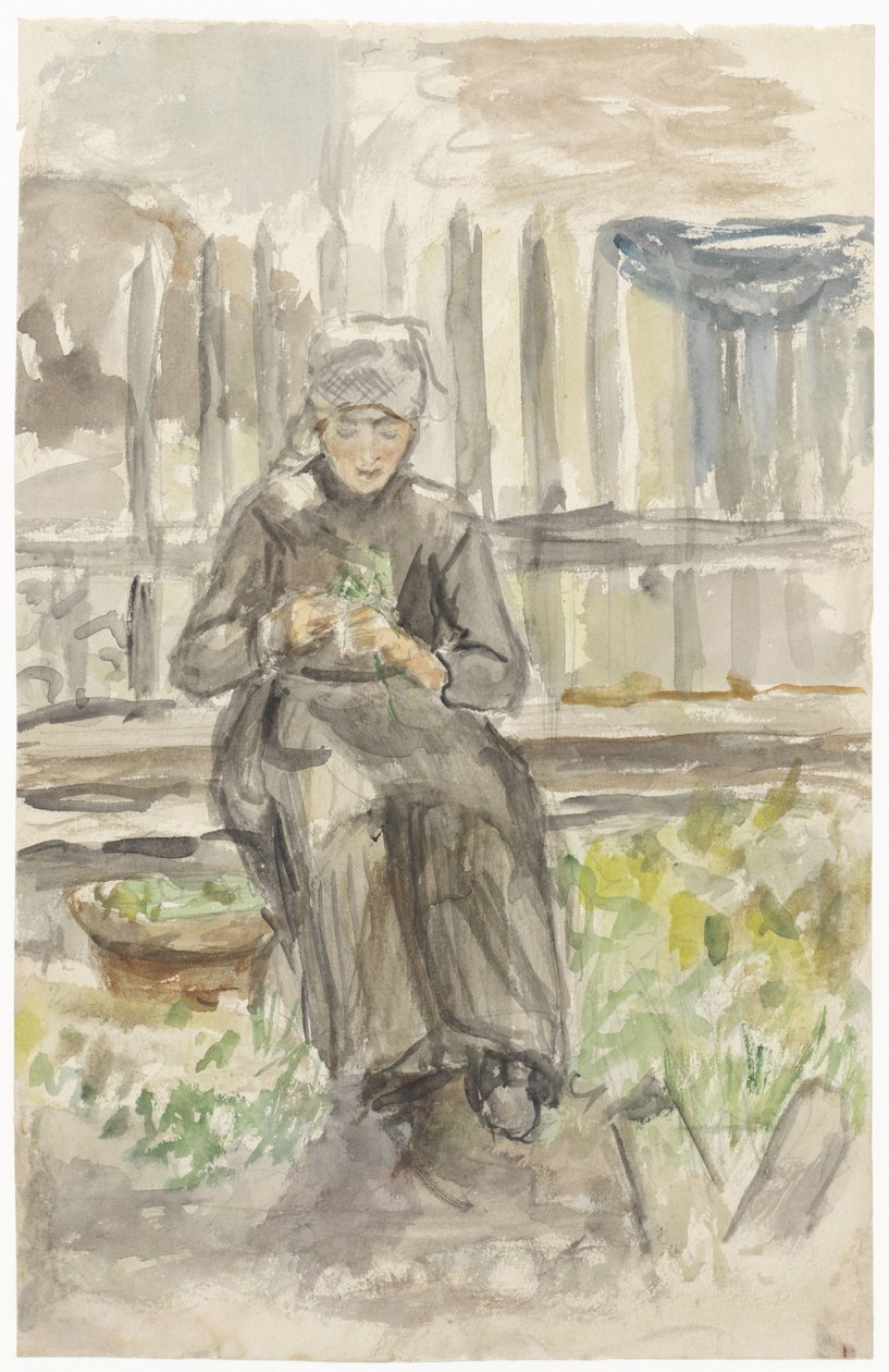 Fille assise dans un jardin - Jozef Israëls