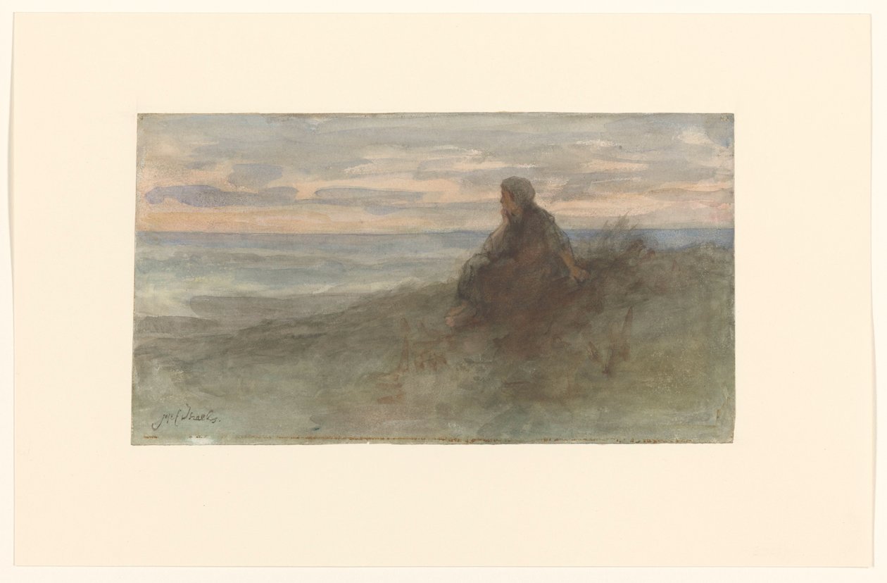 Femme assise sur une dune près de la mer - Jozef Israëls