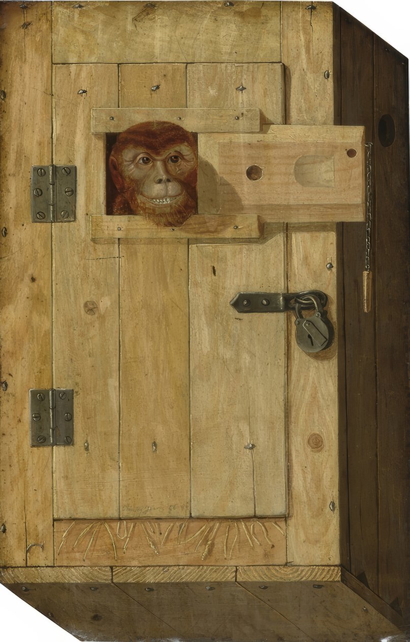 Singe dans une boîte en bois - Jòsef Trajtler