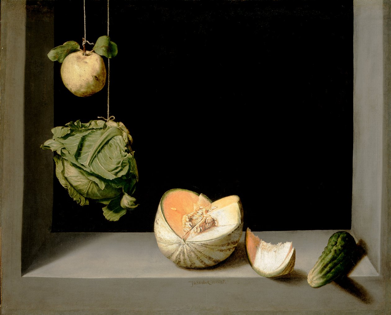 Coing, chou, melon et concombre, vers 1602 - Juan Sanchez Cotan