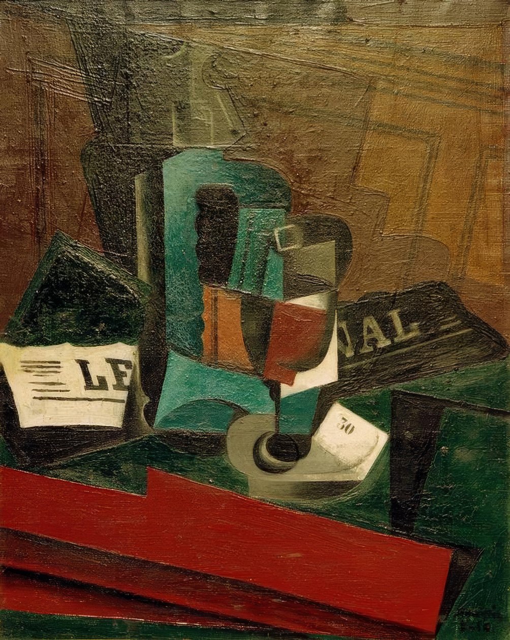 Siphon, verre et journal - Juan Gris