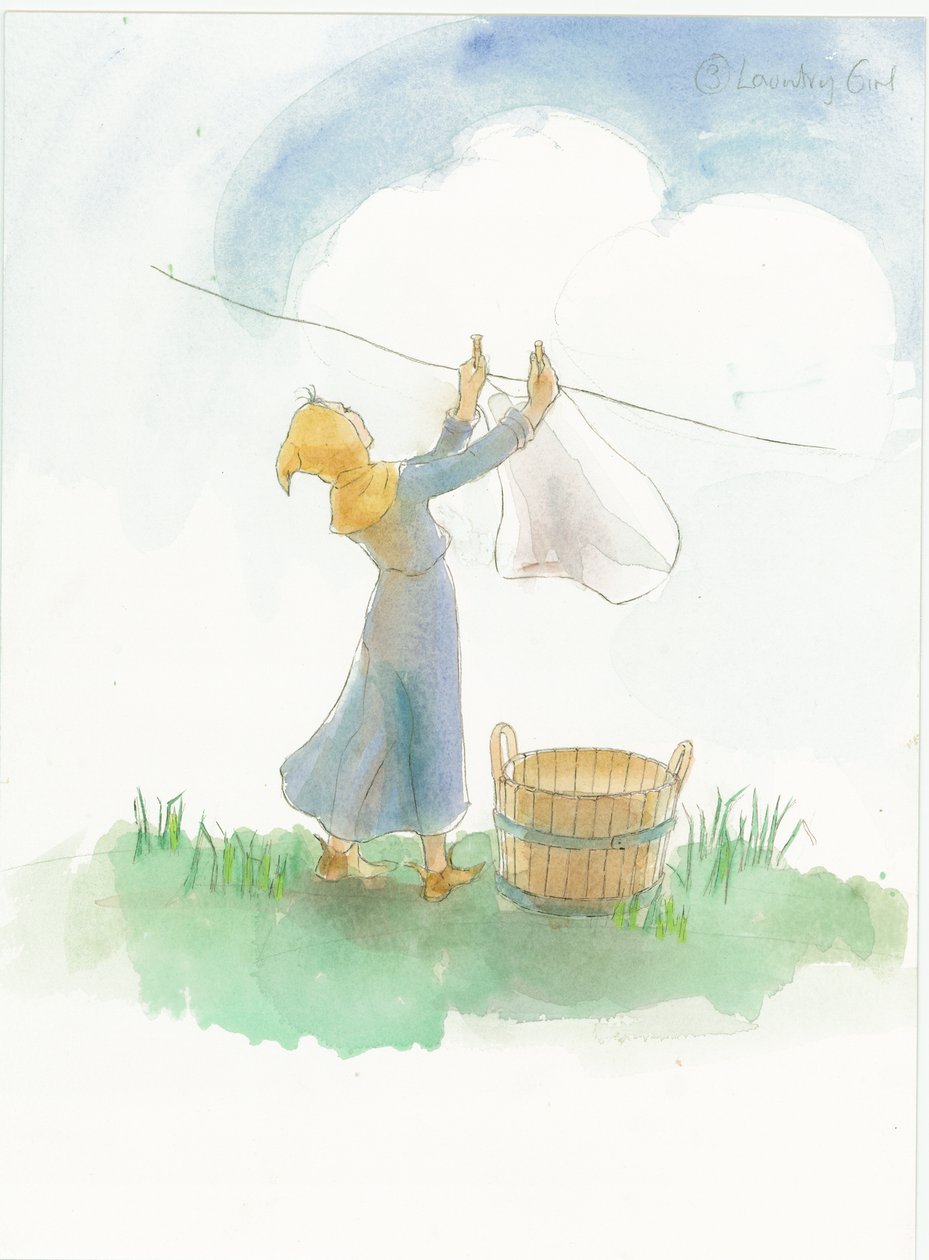 Une fille médiévale étendant le linge, 2004 - Judith Dobie