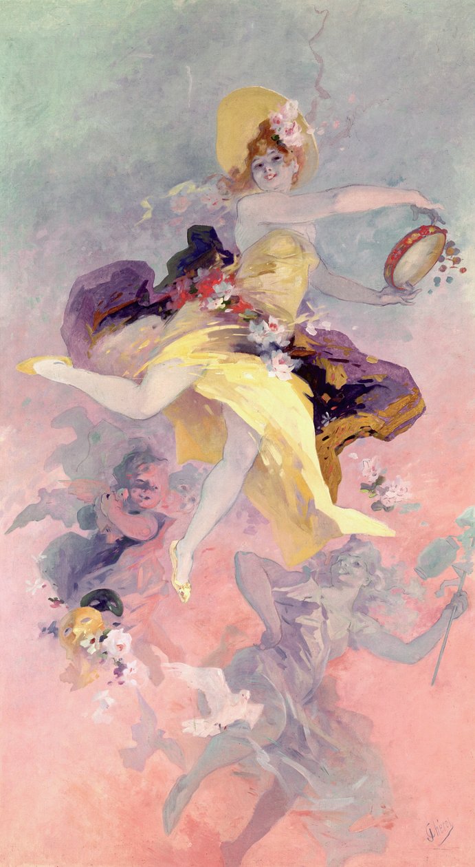 Danseuse avec un tambourin basque - Jules Cheret