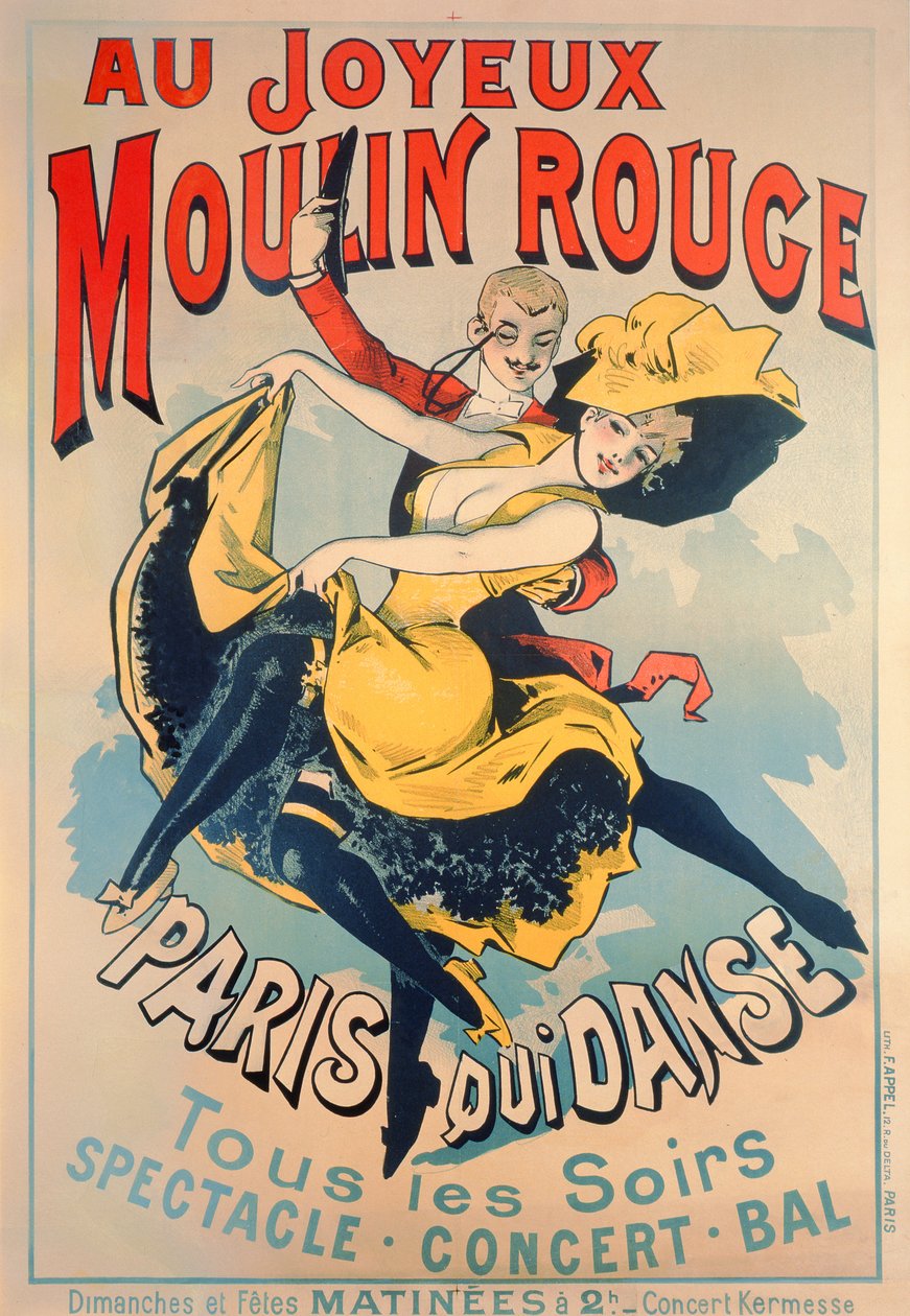 Paris dansant au joyeux Moulin Rouge, vers 1890 - Jules Cheret