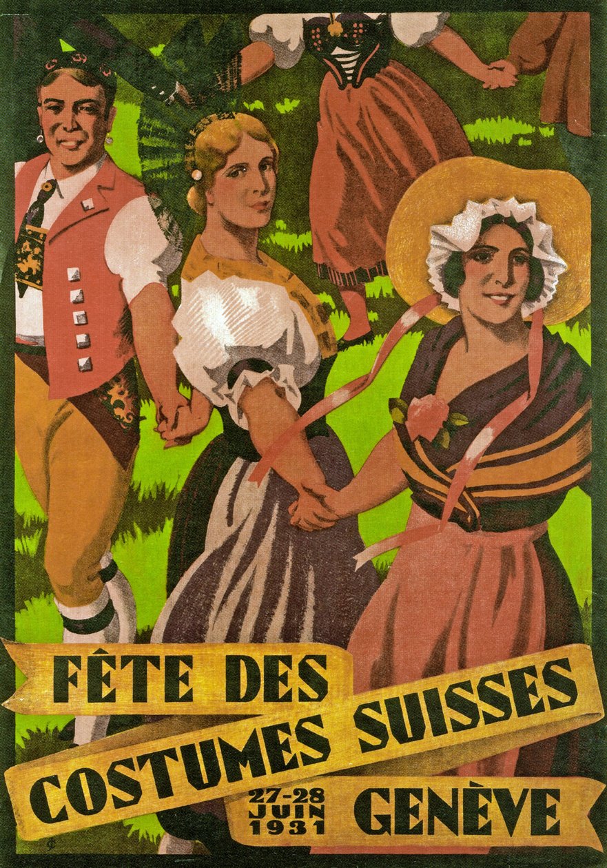 Affiche publicitaire pour la Fête des Costumes Suisses à Genève (1931) - Jules Courvoisier