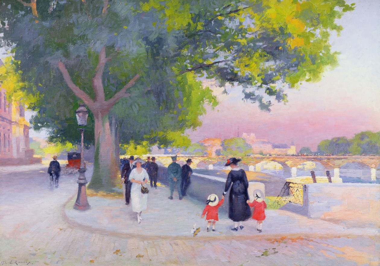 Promenade sur les rives de la Seine à Paris - Jules Ernest Renoux
