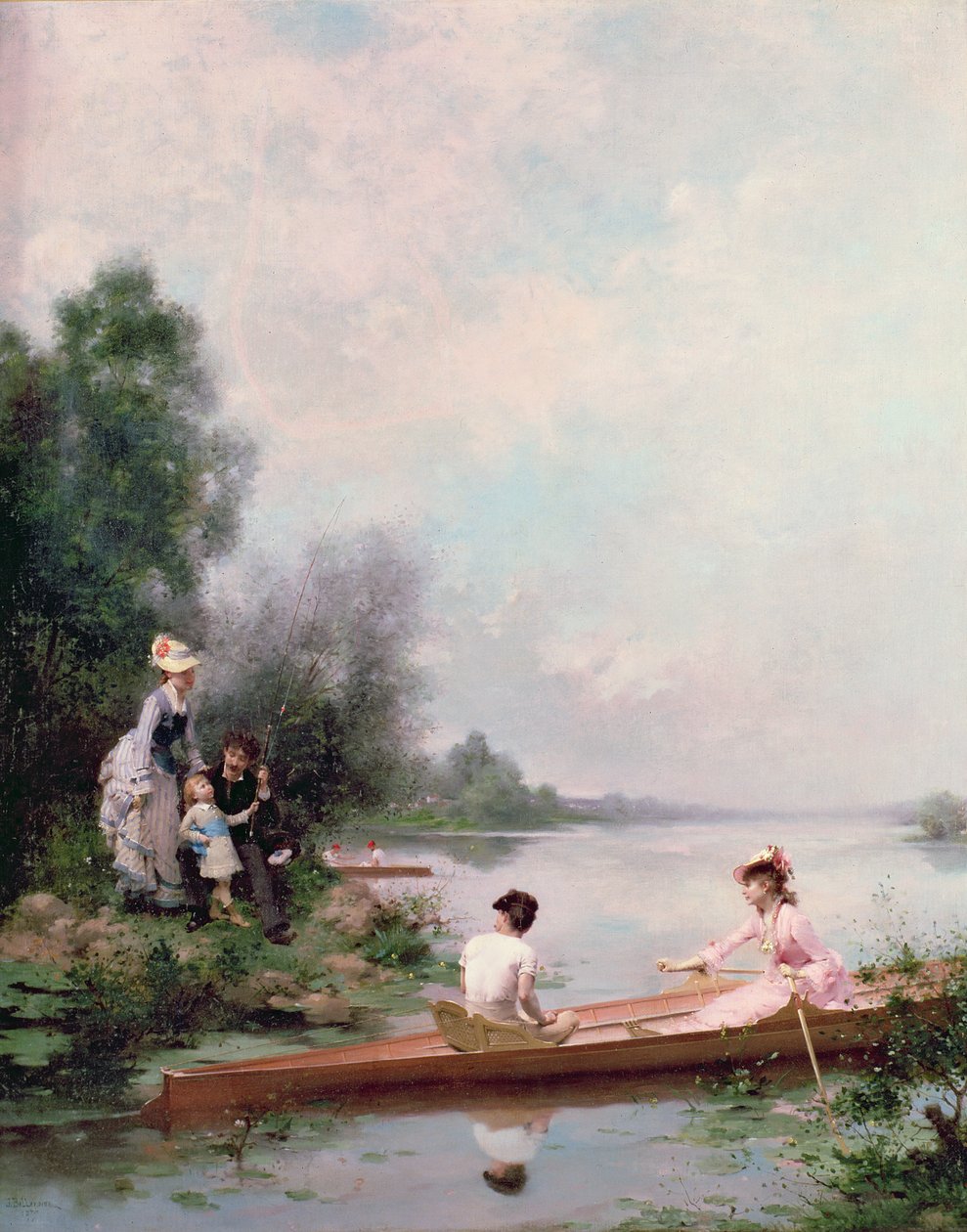 Promenade en bateau sur la rivière, XIXe siècle - Jules Frederic Ballavoine