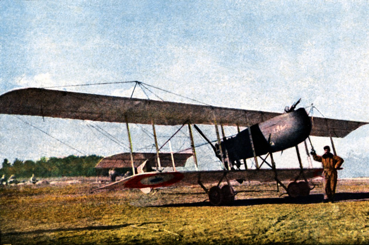 Un pilote et un Farman F.40 belge n° 10 (appelé Kodak), utilisé comme avion de reconnaissance, Verdun, septembre 1916 - Jules Gervais Courtellemont
