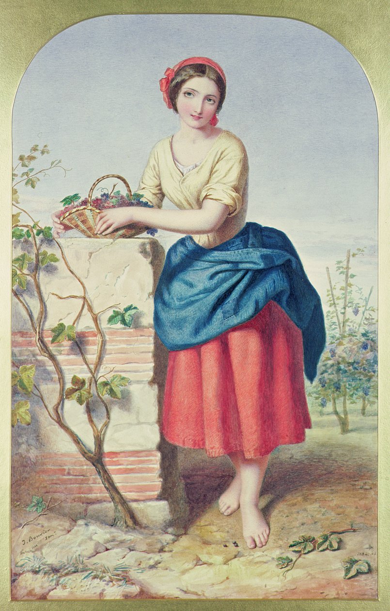 Fille avec panier de raisins, 1860 - Jules I Bouvier