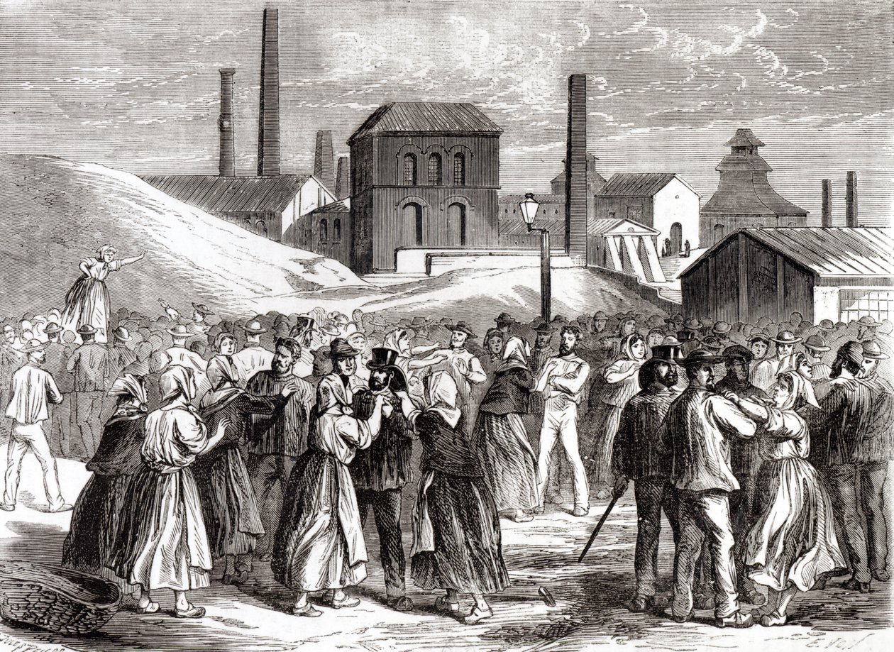 Femmes manifestant à la mine de charbon du Creusot en avril 1870 - Jules Pelcoq
