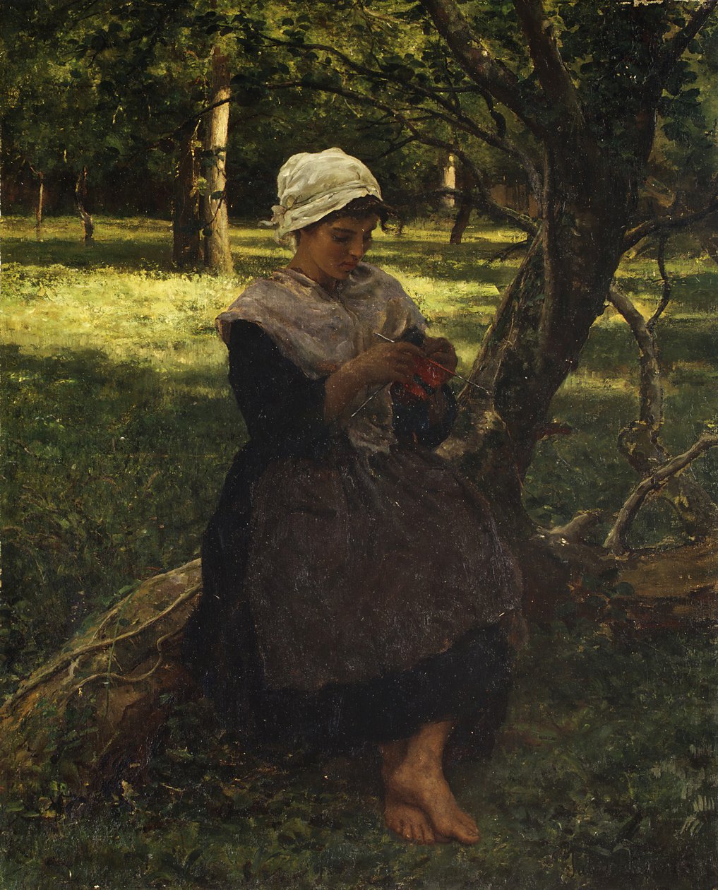 Une paysanne tricotant, vers 1870 - Jules Breton