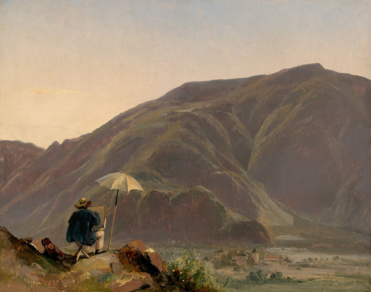 Vue de Bozen avec un peintre, 1837 - Jules Coignet