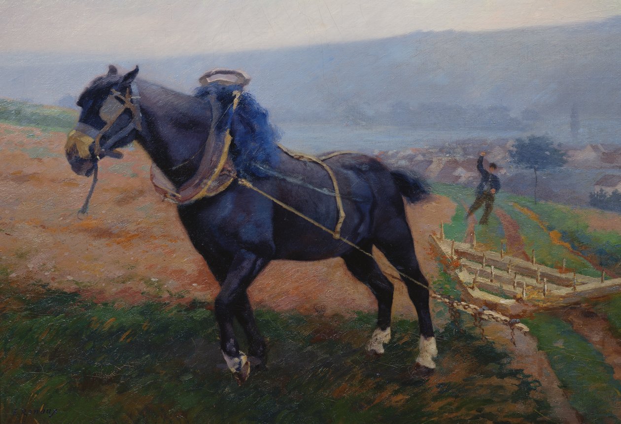 Paysage à Romeny, Le Cheval - Jules Ernest Renoux