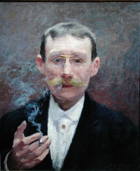 Autoportrait, Fumant - Jules Ernest Renoux