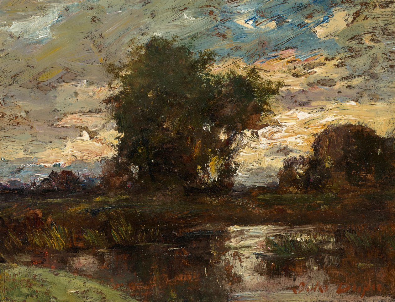 Ciel du soir sur une eau stagnante - Jules Louis Dupré