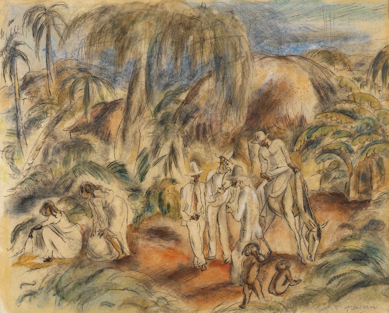Figures dans un paysage tropical - Jules Pascin