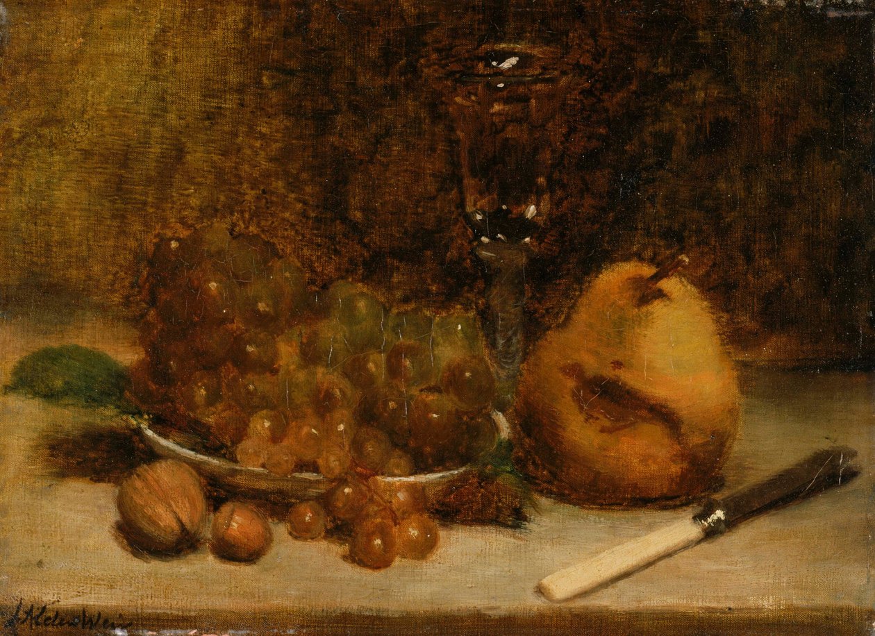 Raisins, couteau et verre - Julian Alden Weir
