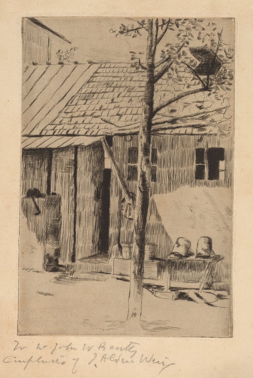 Cour, seaux et arbre - Julian Alden Weir