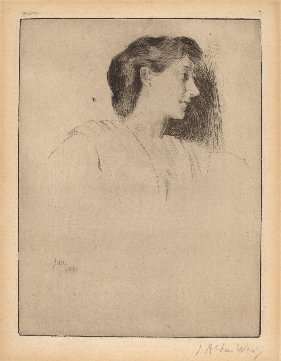 Profil de tête de femme - Julian Alden Weir
