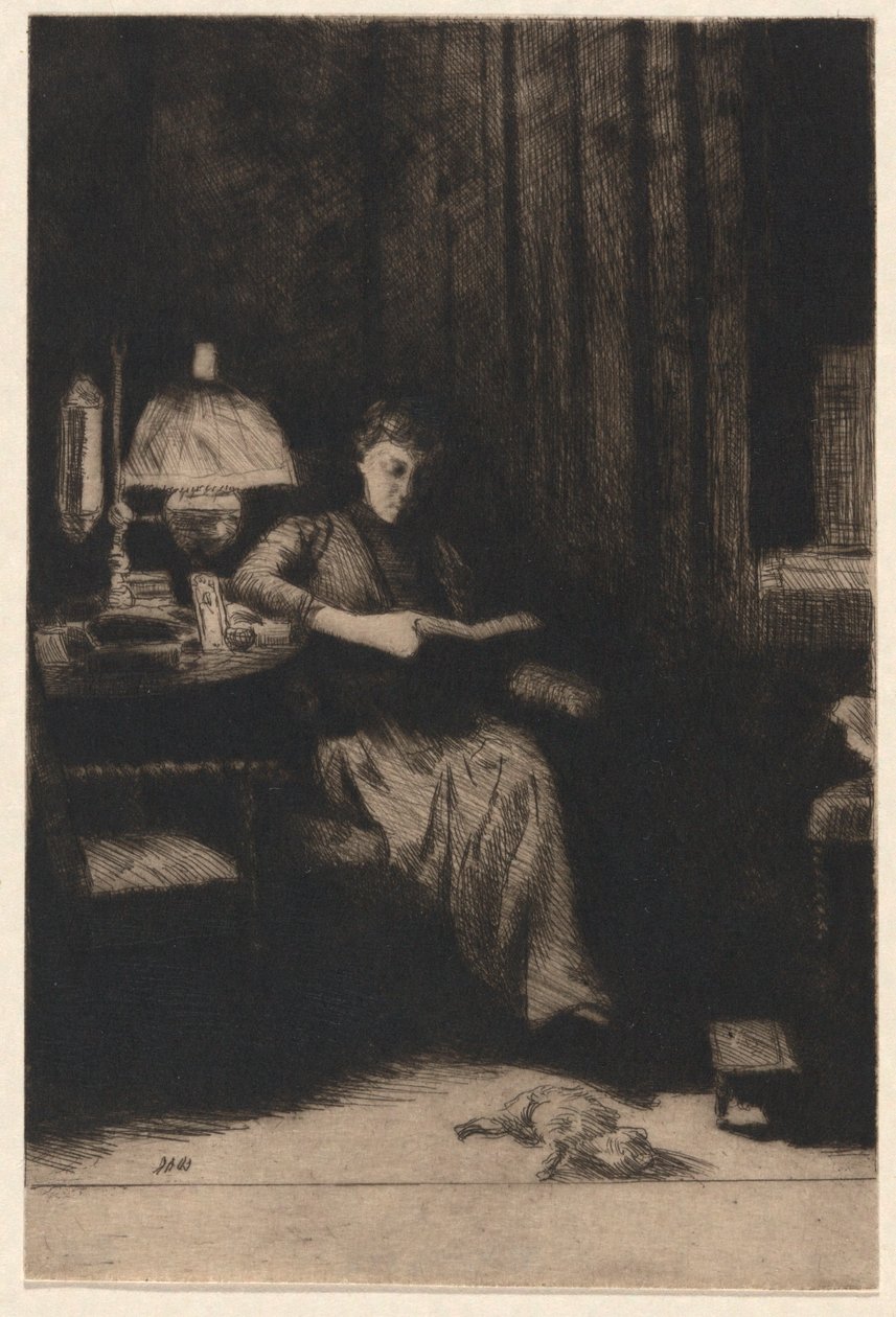 La lampe du soir - Julian Alden Weir