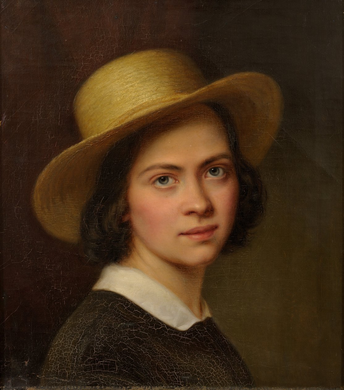 Estonien : "Autoportrait (avec chapeau de paille)". - Julie Wilhelmine Hagen Schwarz