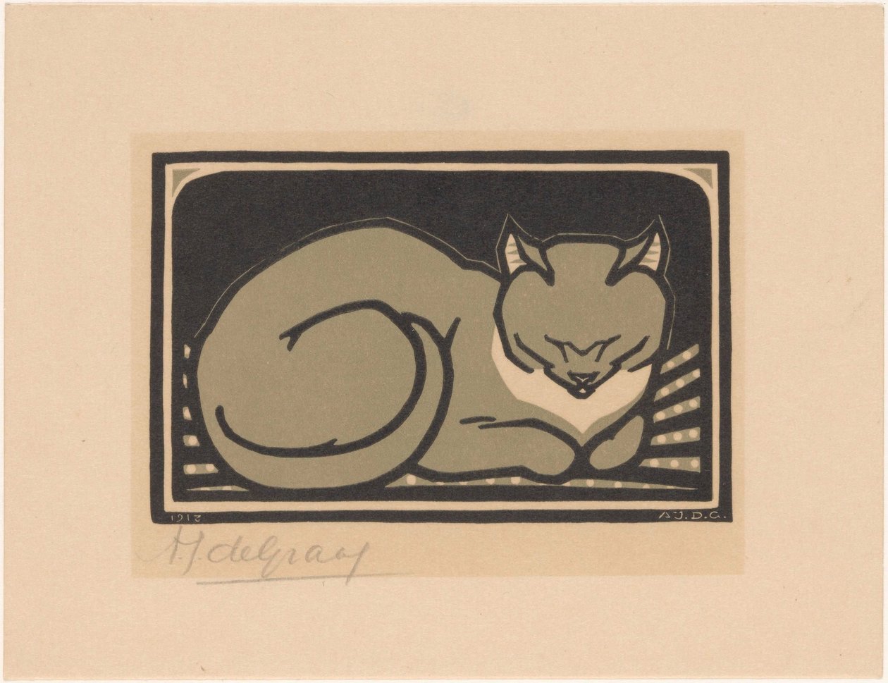 Chat endormi - Julie de Graag (signed by artist)