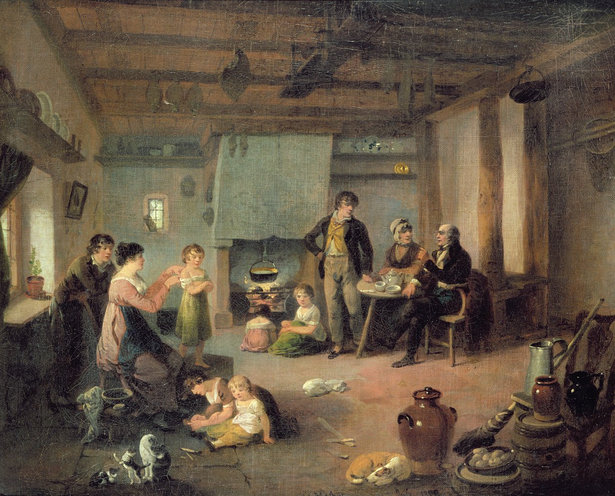 La Famille du peintre à Masham - Julius Caesar Ibbetson