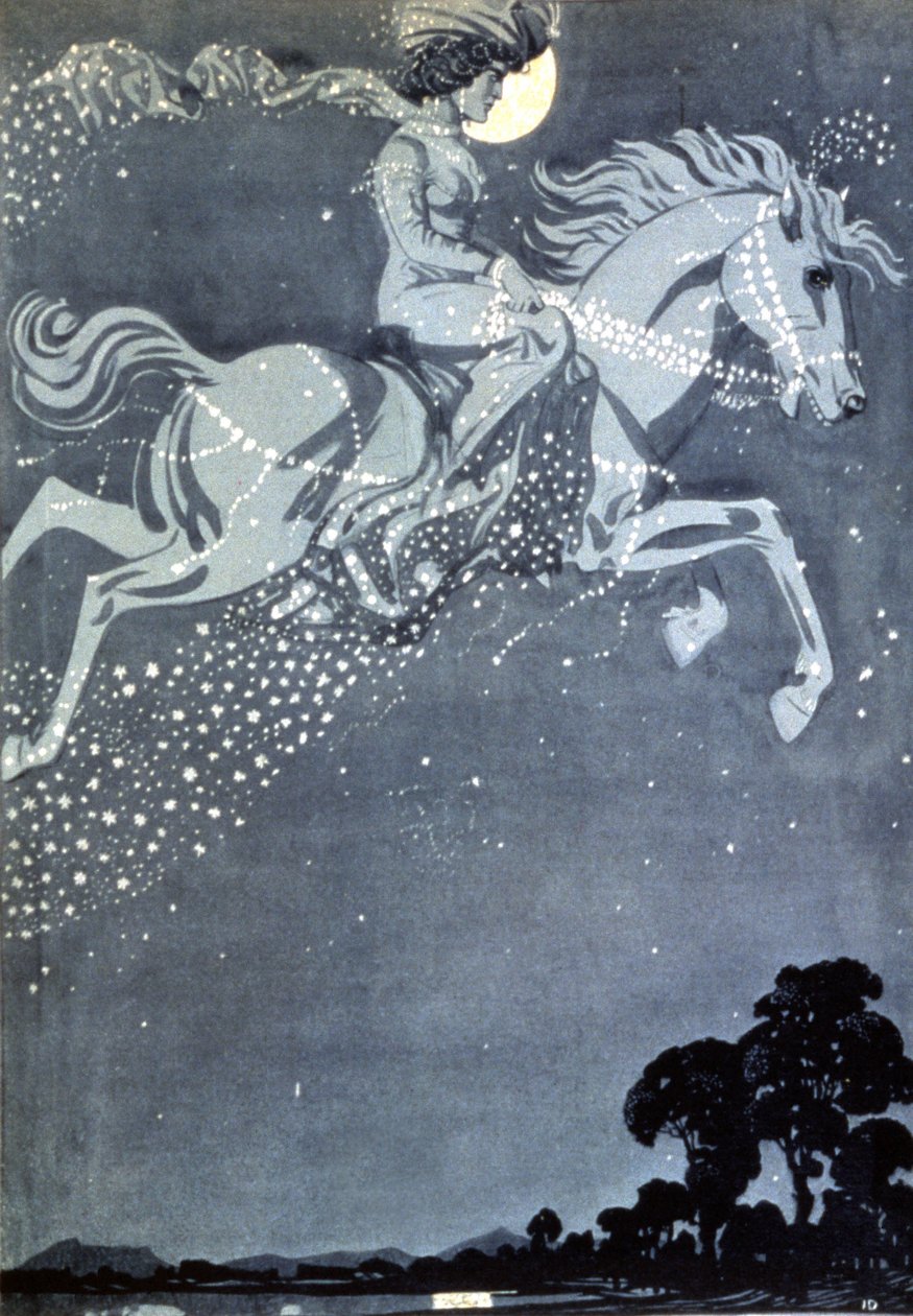 Le promeneur de nuit, fin du XIXe siècle (illustration) - Julius Diez