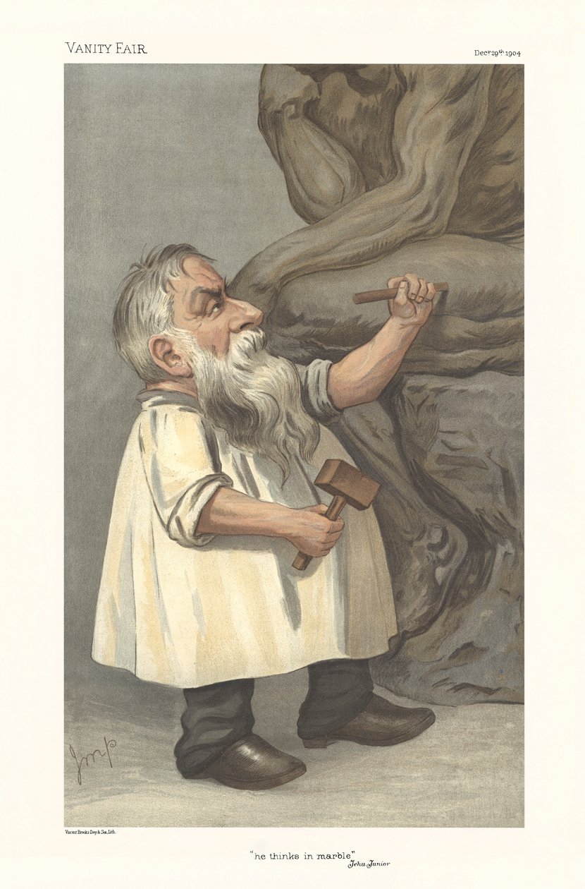 Caricature montrant Rodin sculptant - Julius Mandes Price