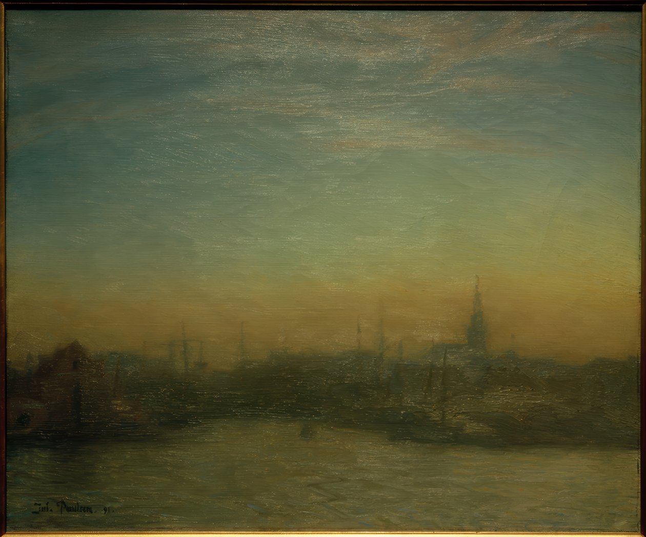 Vue du port après le coucher du soleil. Copenhague - Julius Paulsen