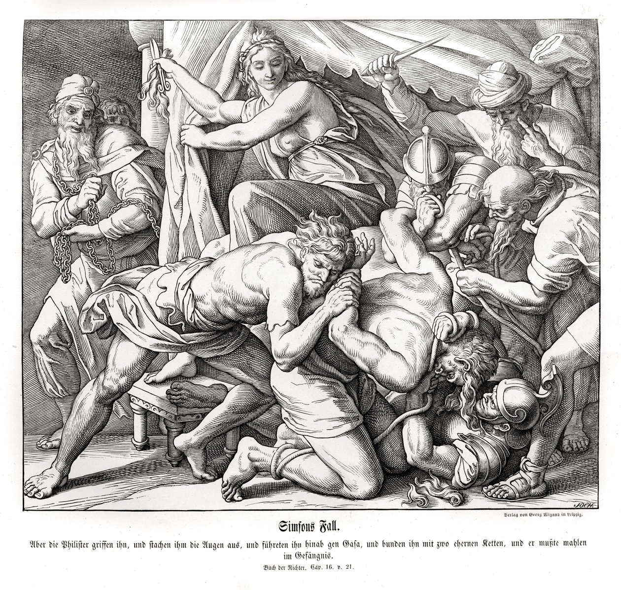 La chute de Samson, Juges - Julius Schnorr von Carolsfeld